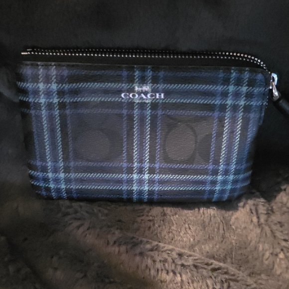 Coach Handbags - NWOT Coach Blue Plaid Wristlet